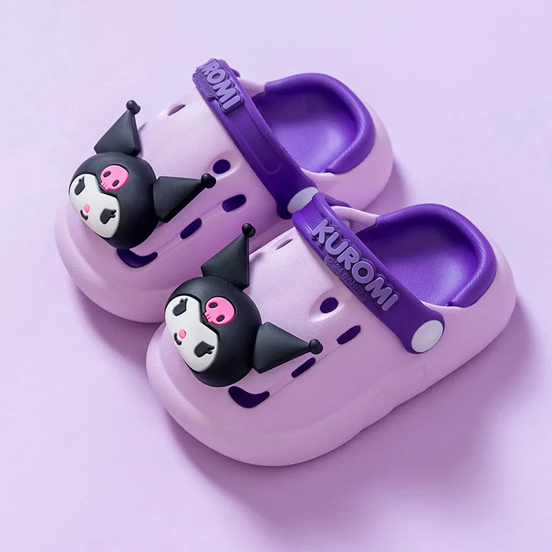 Sanrio Kids' Garden Shoes Girls Non-Slip Indoor Slippers Soft Bottom Breathable Deodorant Cute Cartoon Bow-top Sandals