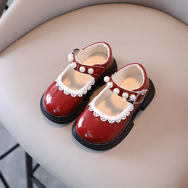 Girls' leather shoes 2025 Spring New Style Patent leather round-toe Performance shoes, princess shoes for event performances