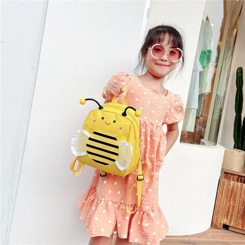 Children Backpacks Cute Cartoon Kindergarten Schoolbag 3D Bee Baby Anti Loss Bag Yellow Pink Kids Shoulders Bag for Girls Boys