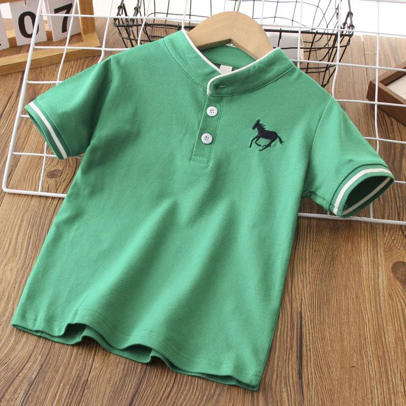 Children's & boys summer short sleeved cotton Polo Shirts T-shirt for preschool boys school outdoor top for children's clothing