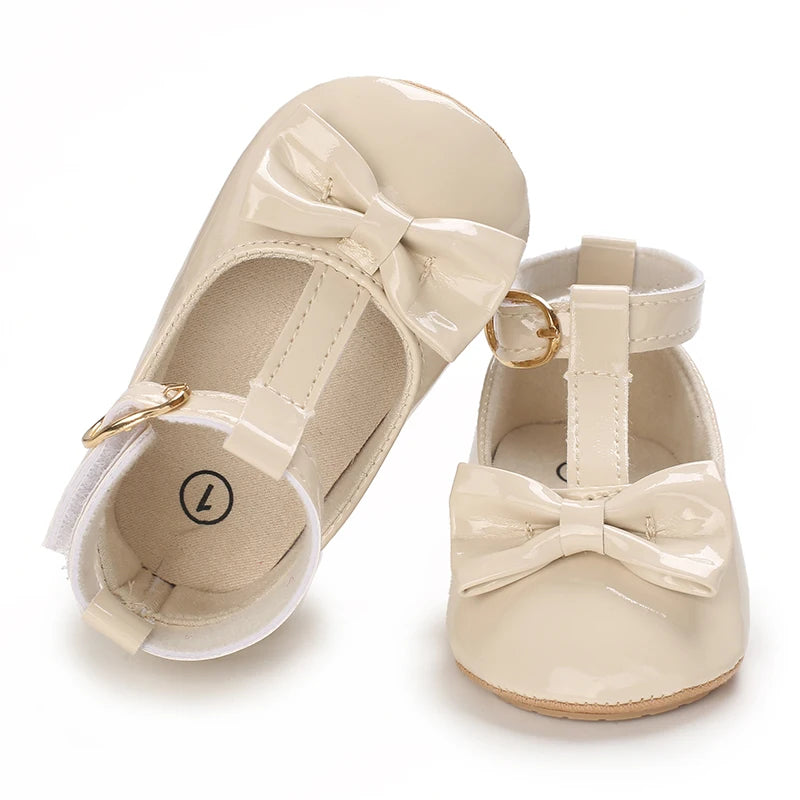 Spring and Autumn Baby Shoes Fashionable Classic Girl Baby Sweet PU Princess Shoes Rubber Sole Anti slip Walking Shoes