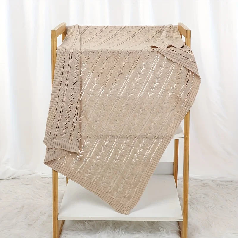 Soft Water Blue Pink Baby Blanket Pure Cotton Knitted Newborn Throw Solid Color Breathable Swaddle Blanket for Boys Girls Outing