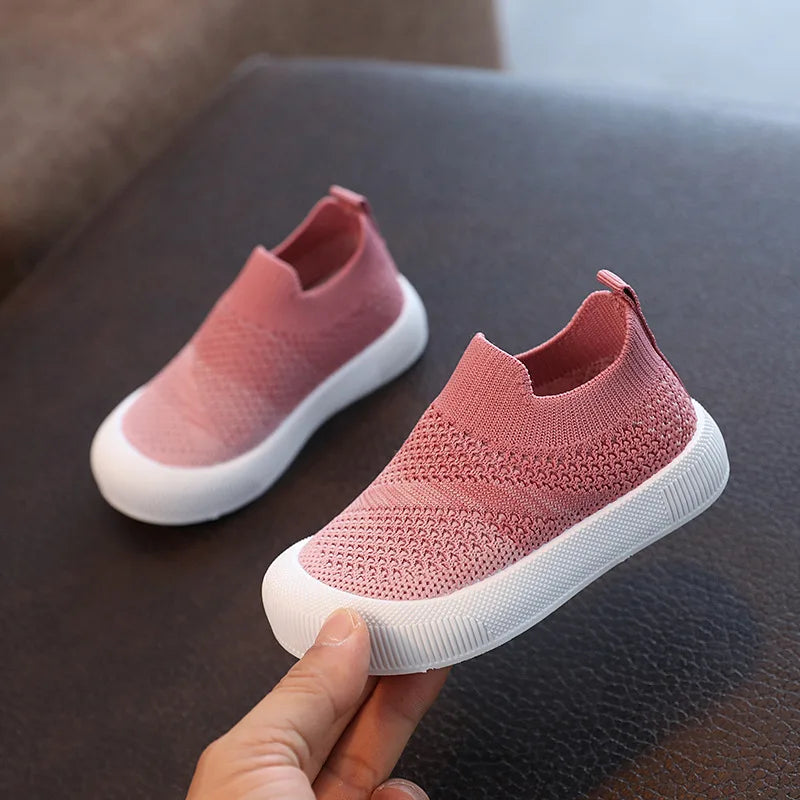 Size 20-31 Children Shoes Spring Autumn Kids Sneakers Soft Breathable Mesh Boys Slip-on Shoes Patchwork Color Girls Shoes