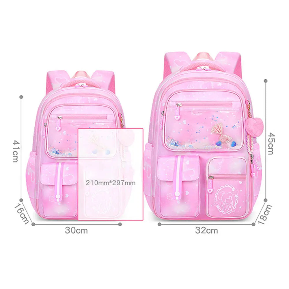 Girls' School Backpack – Macaron Color-Block Design with Rainbow Zipper, Premium Large-Capacity Bag for Kids and Teens