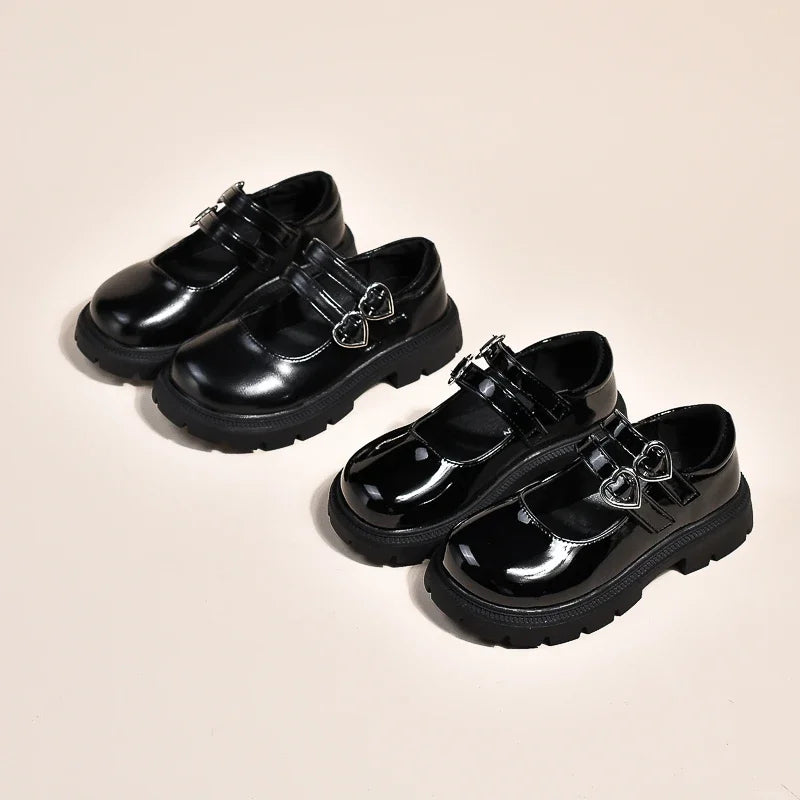 Girls' Leather Mary Jane Shoes – Glossy & Matte Dress Shoes for Parties, Weddings, and Performances – Princess Style for Big Kids