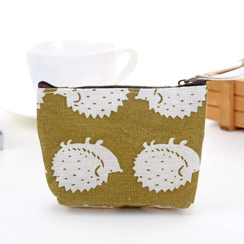 Women Canvas Coin Purse Card Key Mini Purses Pouch Girl Kids Children Cute Small Zipper Coin Purse Card Holder Wallet Bag Case