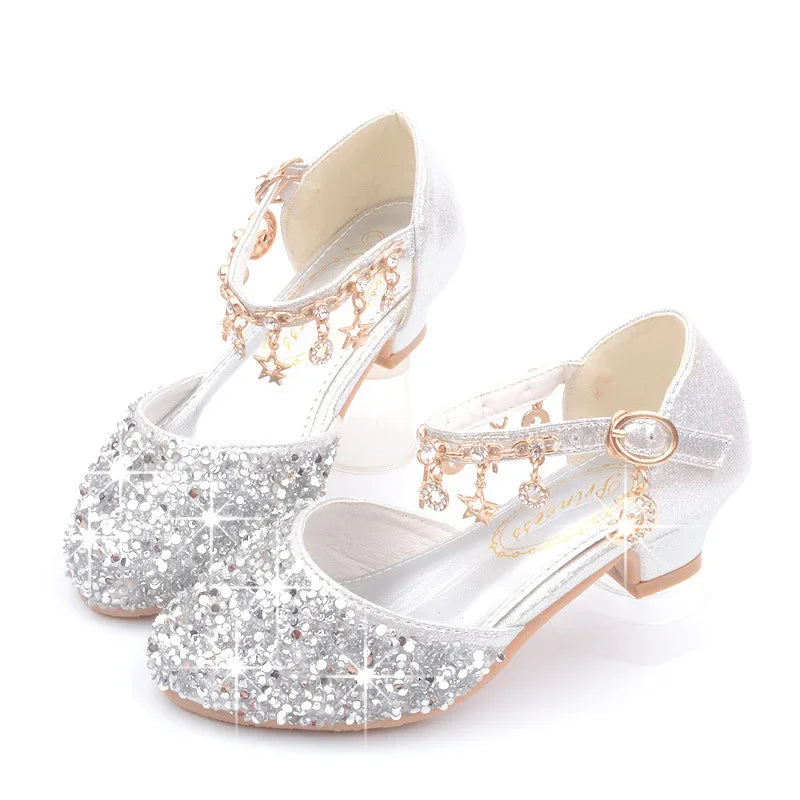 Sequin Girls' Shoes Due To Childhood Glitter Shiny High Heels Shoes for Kids Girls Sparkly Children's Princess Girl Shoe Heeled