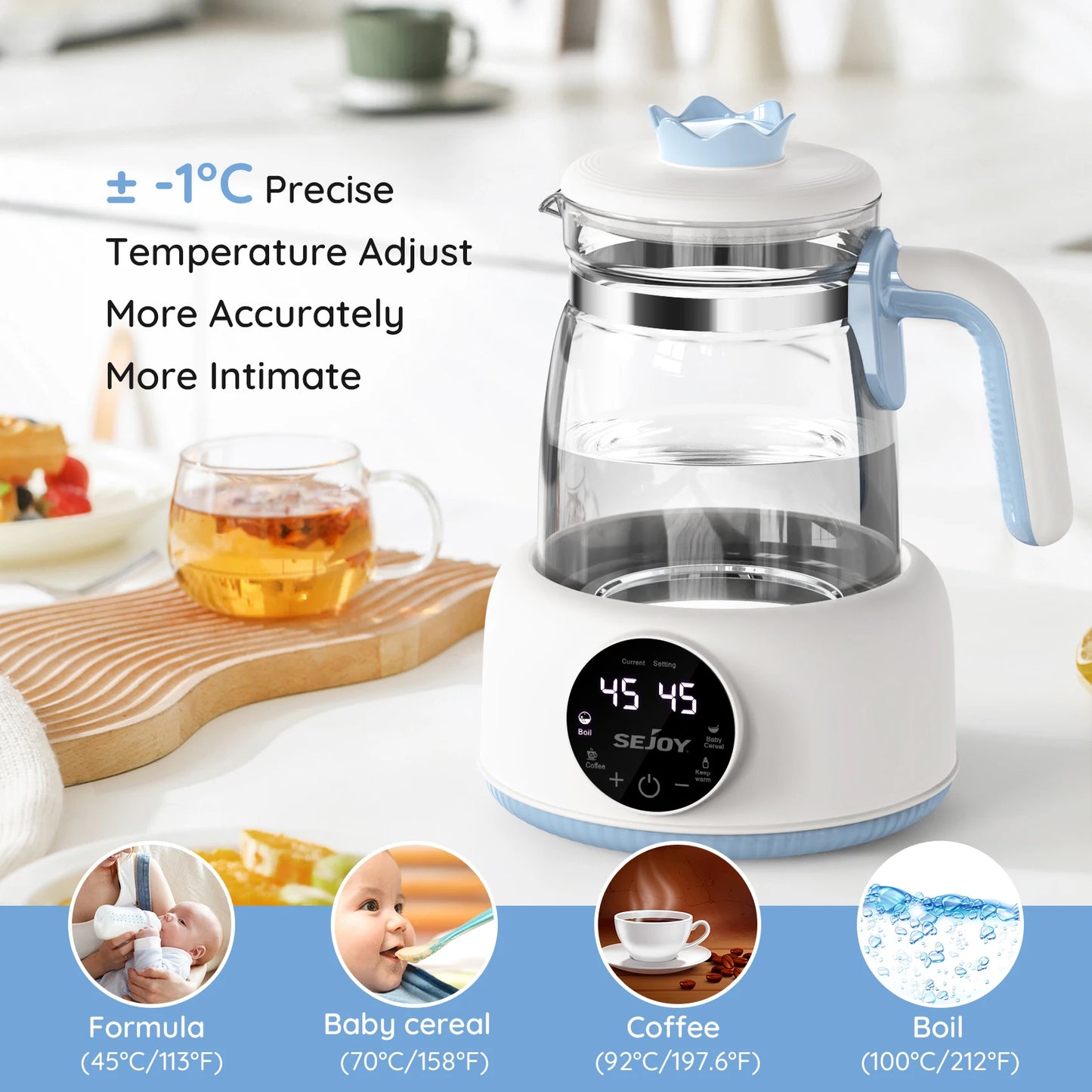 Sejoy Electric Milk Bottle Warmer  Infant Thermostatic Milk Modulator Baby Formula Kettle Automatic Warmer Feeding Bottle
