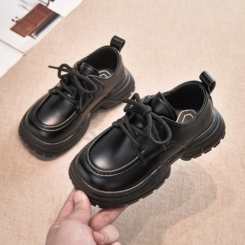 Children's Leather Shoes Black Girl School Uniform Performance Shoes Thick Bottom Versatile Kids Causal Princess Mary Jane Shoes