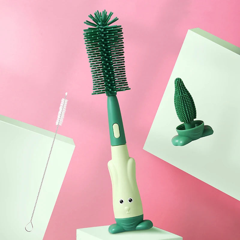 Baby Bottle Brush 360 Degree Baby Silicone Cup Bottle Cleaning Brushes Set andheld Soft Head Food Grade Brushes