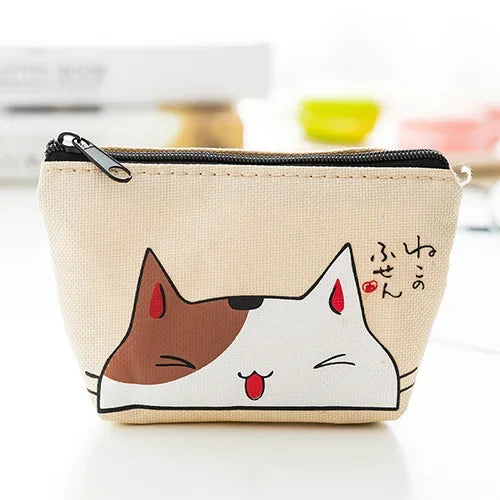 Women Canvas Coin Purse Card Key Mini Purses Pouch Girl Kids Children Cute Small Zipper Coin Purse Card Holder Wallet Bag Case