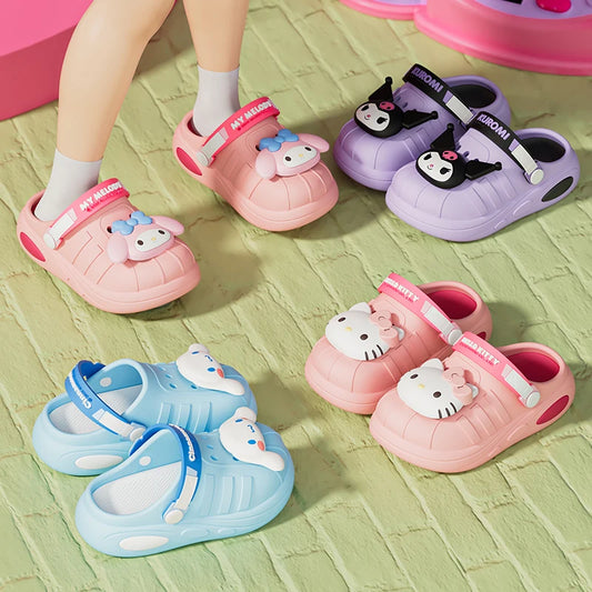 New Sanrio Hello Kitty Hole Sandals Slippers Kt Cat Sandals Kawaii Eva Anime Home Beach Shoes Summer Slippers Adult Kids Gifts