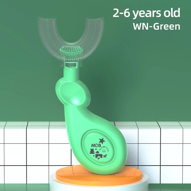 2-6 Years Baby 360 Degree U-shaped Oral Care Cleaning Silicone Soft Toothbrush Cartoon Cute Children's Toothbrush