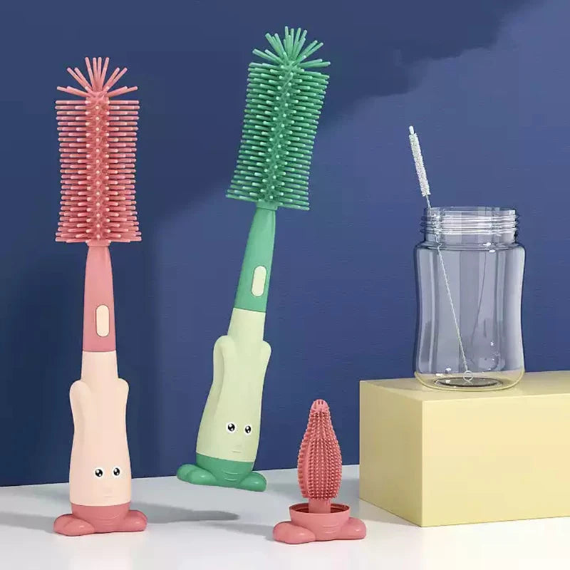 Baby Bottle Brush 360 Degree Baby Silicone Cup Bottle Cleaning Brushes Set andheld Soft Head Food Grade Brushes