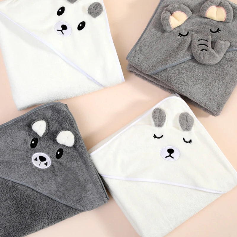 Cute Baby Bath Towel Soft Absorbent Towel Coral Fluff Blanket Newborn Swaddle Wrap Baby Blanket Suitable For Girls And Boys
