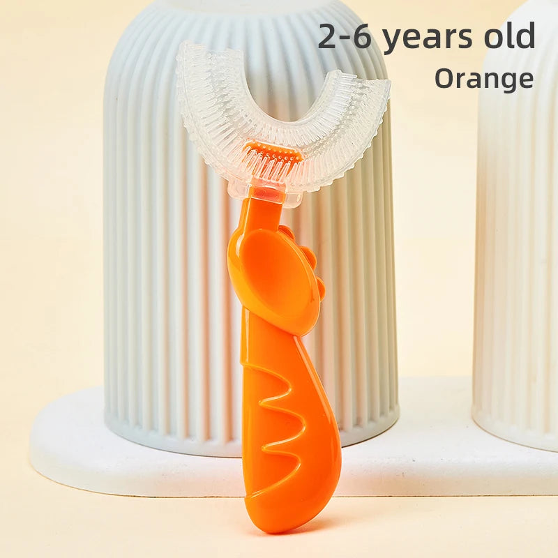 2-6 Years Baby 360 Degree U-shaped Oral Care Cleaning Silicone Soft Toothbrush Cartoon Cute Children's Toothbrush