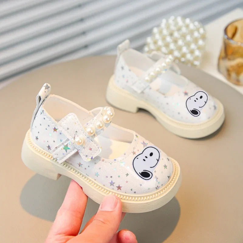 Soft Soles Toddler Shoes Snoopy Fashion Pearl Sandals summer Princess Dance ShoesGirls Leather Shoes Spring Autumn New Sandals