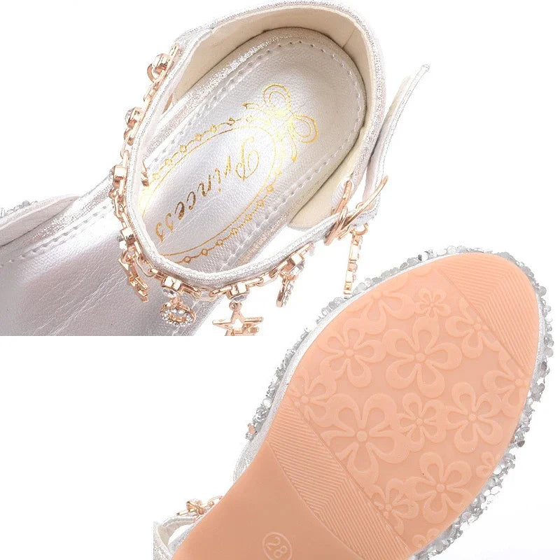Sequin Girls' Shoes Due To Childhood Glitter Shiny High Heels Shoes for Kids Girls Sparkly Children's Princess Girl Shoe Heeled